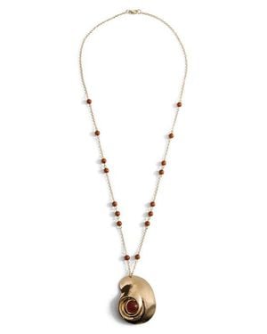 Mango Beaded Spiral Pendant Necklace - White