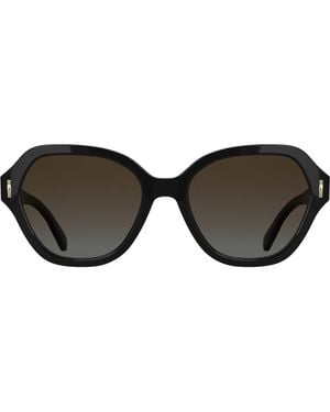 Longchamp Roseau 56Mm Gradient Modified Rectangular Sunglasses - Black