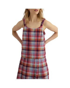 Seasalt Cornwall Hare's Tail Check Organic Cotton Tank - Red