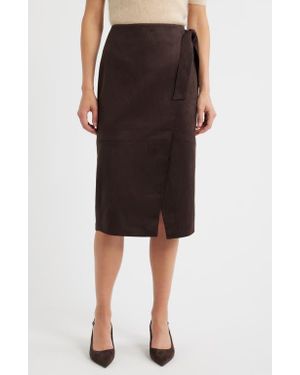 Tahari The Danica Faux Wrap Faux Suede Skirt - Black