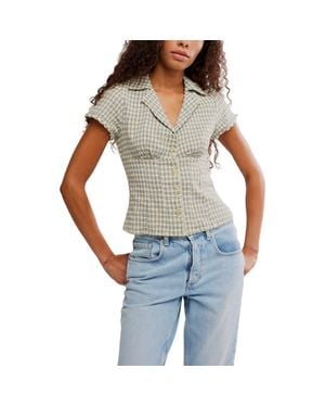 Free People Camp Crush Button-Up Top - Blue