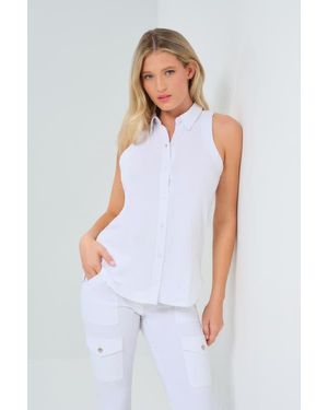Anatomie Elise Sleeveless Button Up Top - White