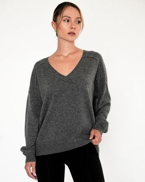 Rebody Active Nora V-Neck Cashmere Sweater - Gray