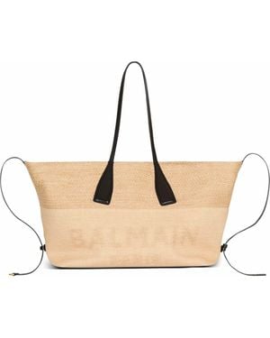 Balmain Track Raffia Tote Bag - Natural