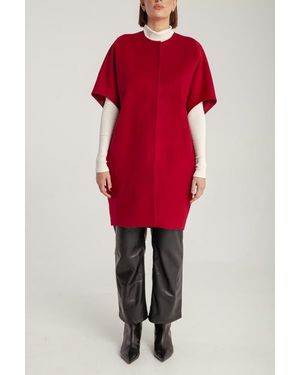 1982 Cashmere Short Sleeve Crew Neck Coat - Red