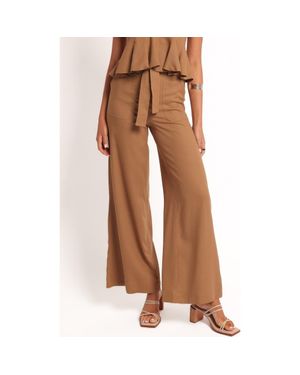 Petal & Pup Zuva Tie Waist Cotton & Linen Pants - Brown