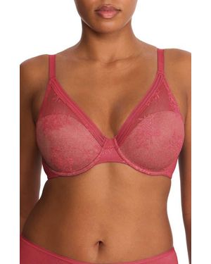 Natori Love Lace Back Smoothing Plunge T-Shirt Bra - Red