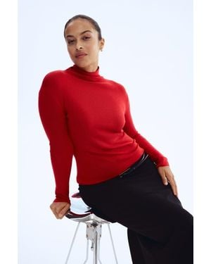 H&M Fine-Knit Turtleneck Top - Red