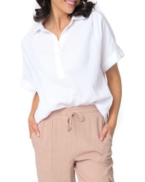 Gibsonlook All Day Cotton Gauze Popover Shirt - White