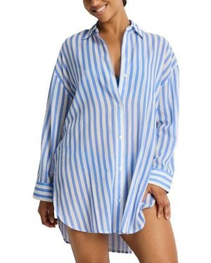 Sea Level Vacay Cruise Cover-Up Shirt - Blue