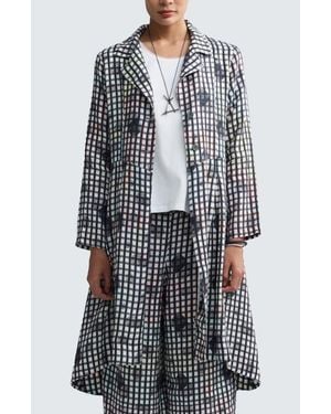 Luukaa Ismera Neon Print Linen Long Jacket - Gray