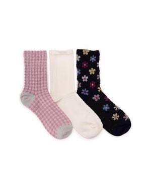 Muk Luks Assorted 3-Pack Cotton Blend Crew Socks - Pink