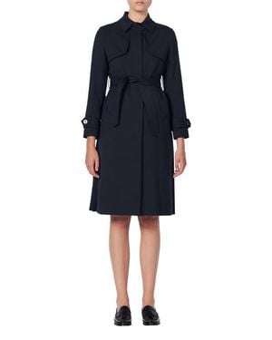 Sandro Trench Coat With Pleated Inset - Blue
