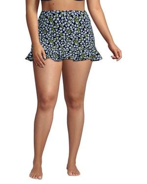Lands' End Plus Size Ruffle Hem Mini Swim Skirt - Blue