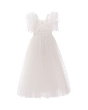 Tulle Montclair Embroidered Dress - White