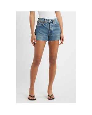 Moussy Kapolei High Waist Cutoff Shorts - Blue