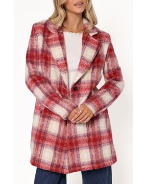 Petal & Pup Travistine Longline Plaid Coat - Red