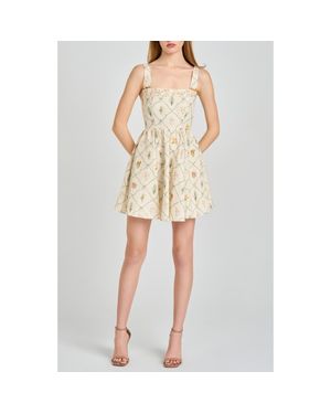 Wayf Amelia Floral Print Linen Blend Sundress - Natural