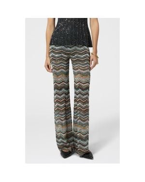 Missoni Sequin Metallic Zigzag Stripe Sweater Pants - Multicolor