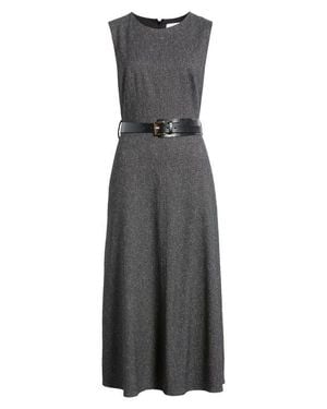 Sam Edelman Belted Sleeveless Midi Dress - Gray