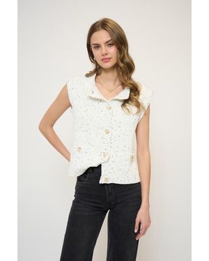 Central Park West Tasha Sleeveless Chenille Cardigan - White