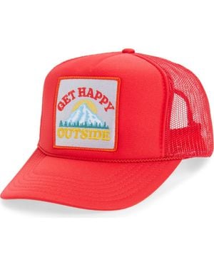 Friday Feelin Get Happy Outside Trucker Hat - Red