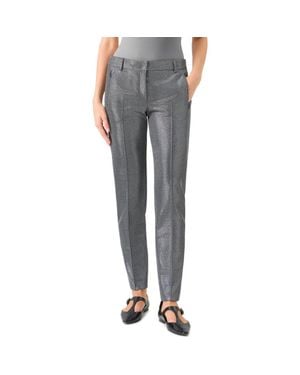 Akris Punto Brushed Metallic Tailored Pants - Gray
