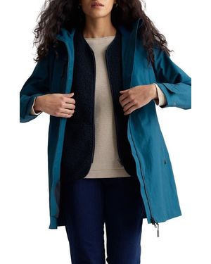 Seasalt Cornwall Coverack Waterproof Organic Cotton Blend Raincoat With Removable Hood - Blue