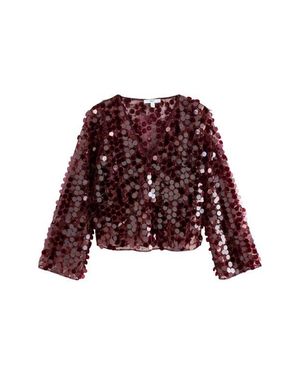 Next Sequin Sheer Mesh Top - Red