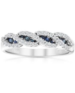 Bliss Diamond 1/3 Ct Sapphire & Diamond Ladies Swirl Wedding Ring 10K - Blue