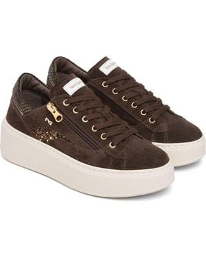 Nero Giardini Platform Side Zip Sneaker - Brown