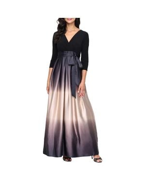 Sl Fashions Jersey Bodice Ombré Satin A-Line Gown - Purple