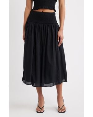 Open Edit Smock Waist Midi Skirt - Blue