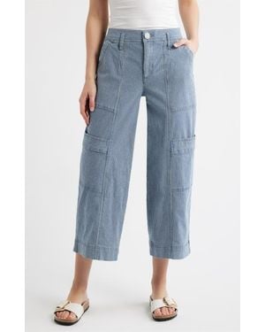 Wit & Wisdom Skyrise Cotton Crop Wide Leg Utility Pants - Blue