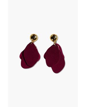 Nickel & Suede Weston Leather Earrings - Red