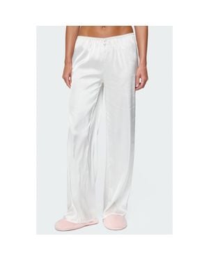 Edikted Izabella Satin Effect Wide Leg Pants - White
