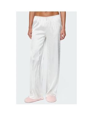 Edikted Izabella Satin Effect Wide Leg Pants - White