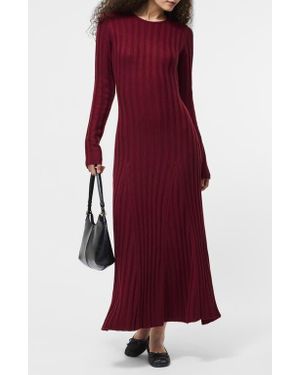 French Connection Long Sleeve Rib Maxi Sweater Dress - Red