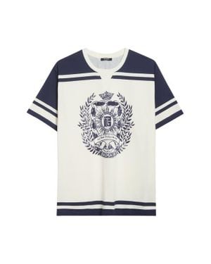 Balmain Emblem Varsity T-Shirt - Blue