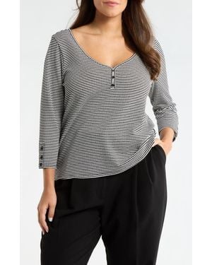 Liverpool Jeans Company Print Henley Top - Gray