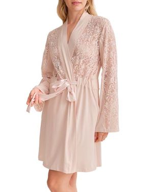 Fleur't Purely Yours Lace Trim Robe - Pink