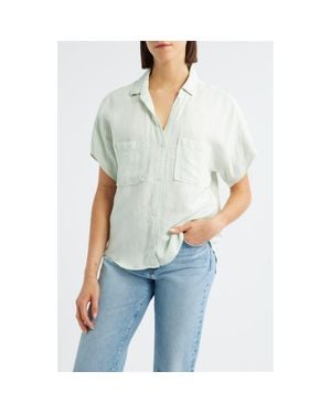 Cloth & Stone Linen Blend Short Sleeve Button-Up Shirt - Green