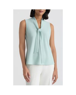 Kasper Sleeveless Tie Front Top - Blue
