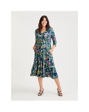 Scarlett & Jo Claudia Peach Touch Knot Front Dress - Blue