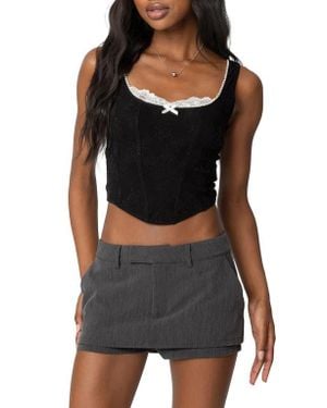 Edikted Rosetta Peekaboo Lace Crop Top - Black