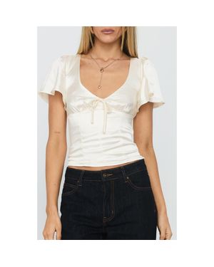 Princess Polly Sun Will Rise Crop Satin Top - White