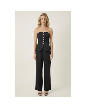 Modenaire Strapless Vest And Wide Leg Pant Set - Black