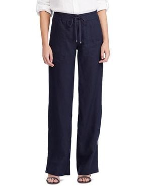 Ralph Lauren Wide Leg Linen Pants - Blue