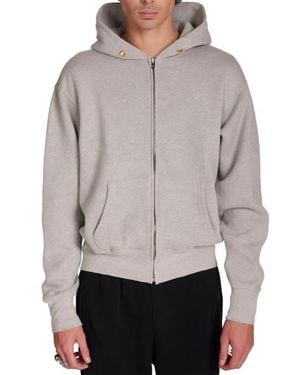 Les Tien Heavyweight Cropped Zip Hoodie - Gray