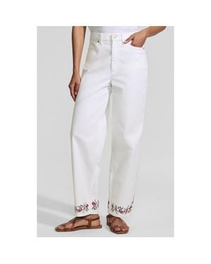Lands' End Recover High Rise Barrel Leg Ankle Jeans - White